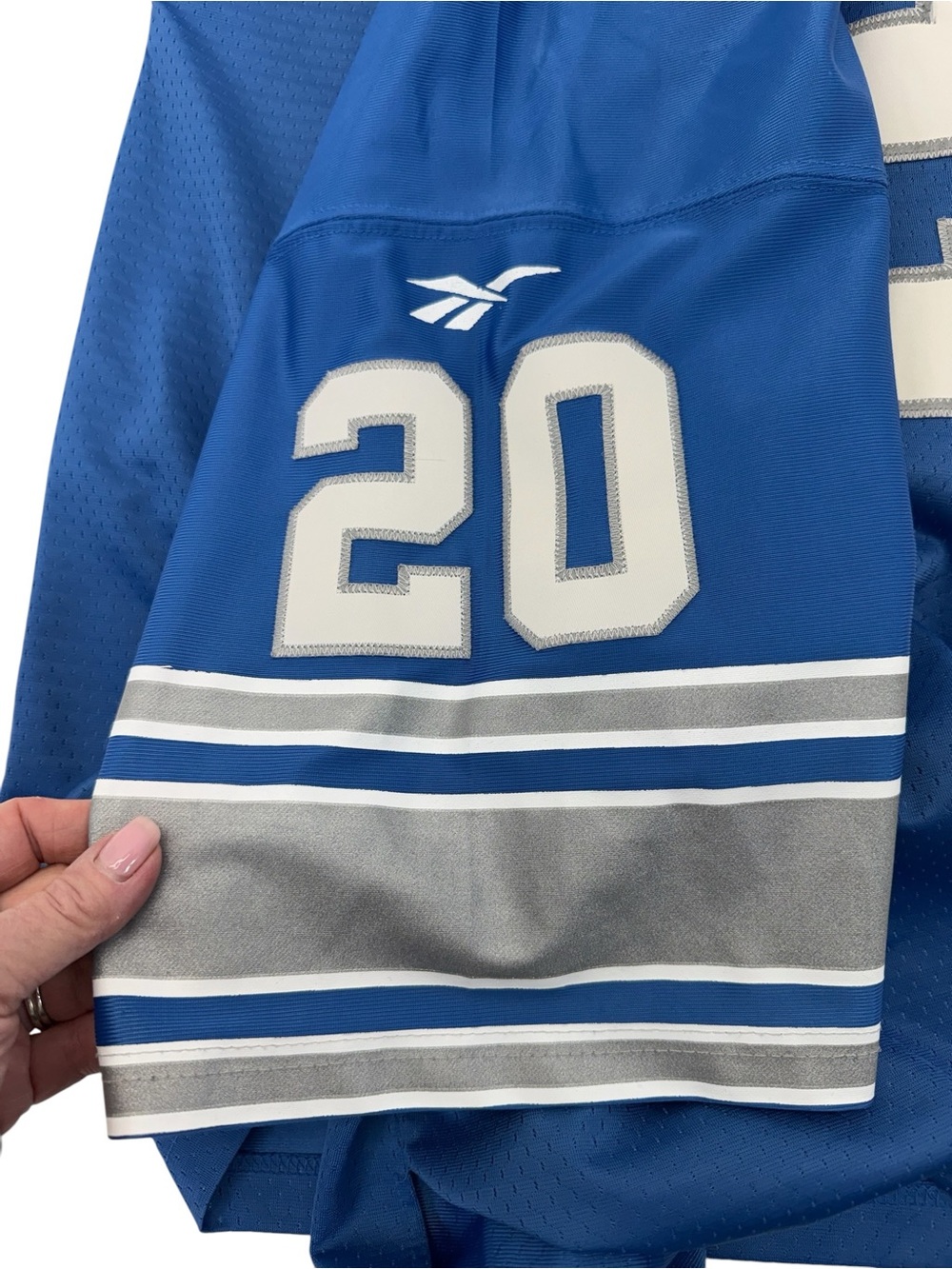 Vintage NFL Reebok Barry Sanders Detroit Lions Throwback Jersey Large Blue - Picture 10 of 16